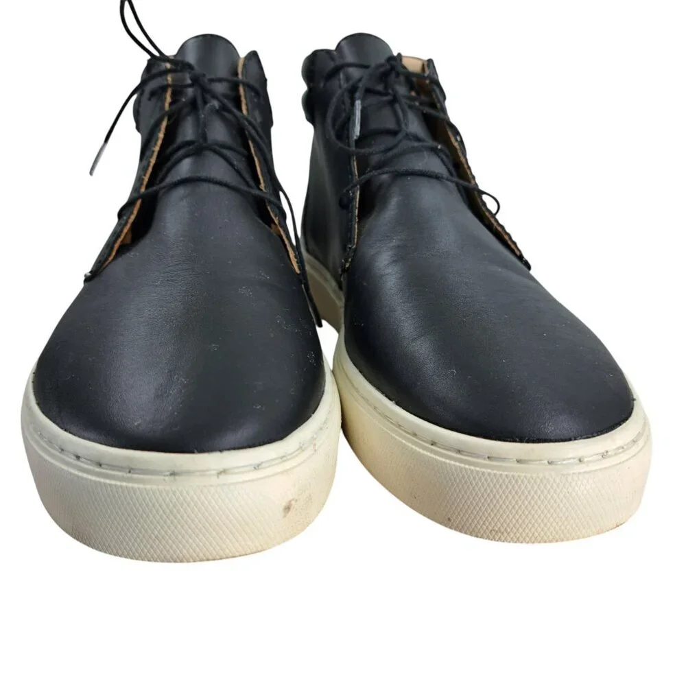 Nisolo Everyday Mid Top Black Leather Sneaker Size 9.5 Cortez Vibram Chukka